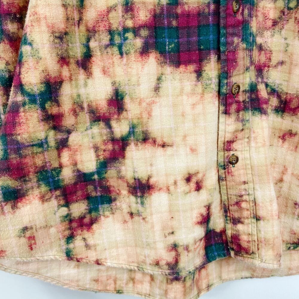 Vintage Flannel Custom Bleached Reverse Tie Dye - image 3